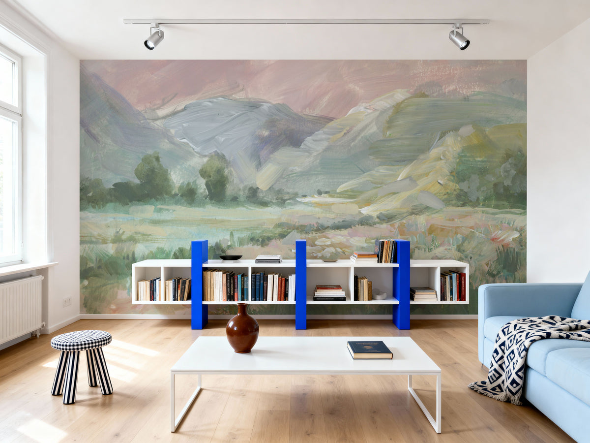 Field of Pink Flowers Mural Wallpaper - room preview 03