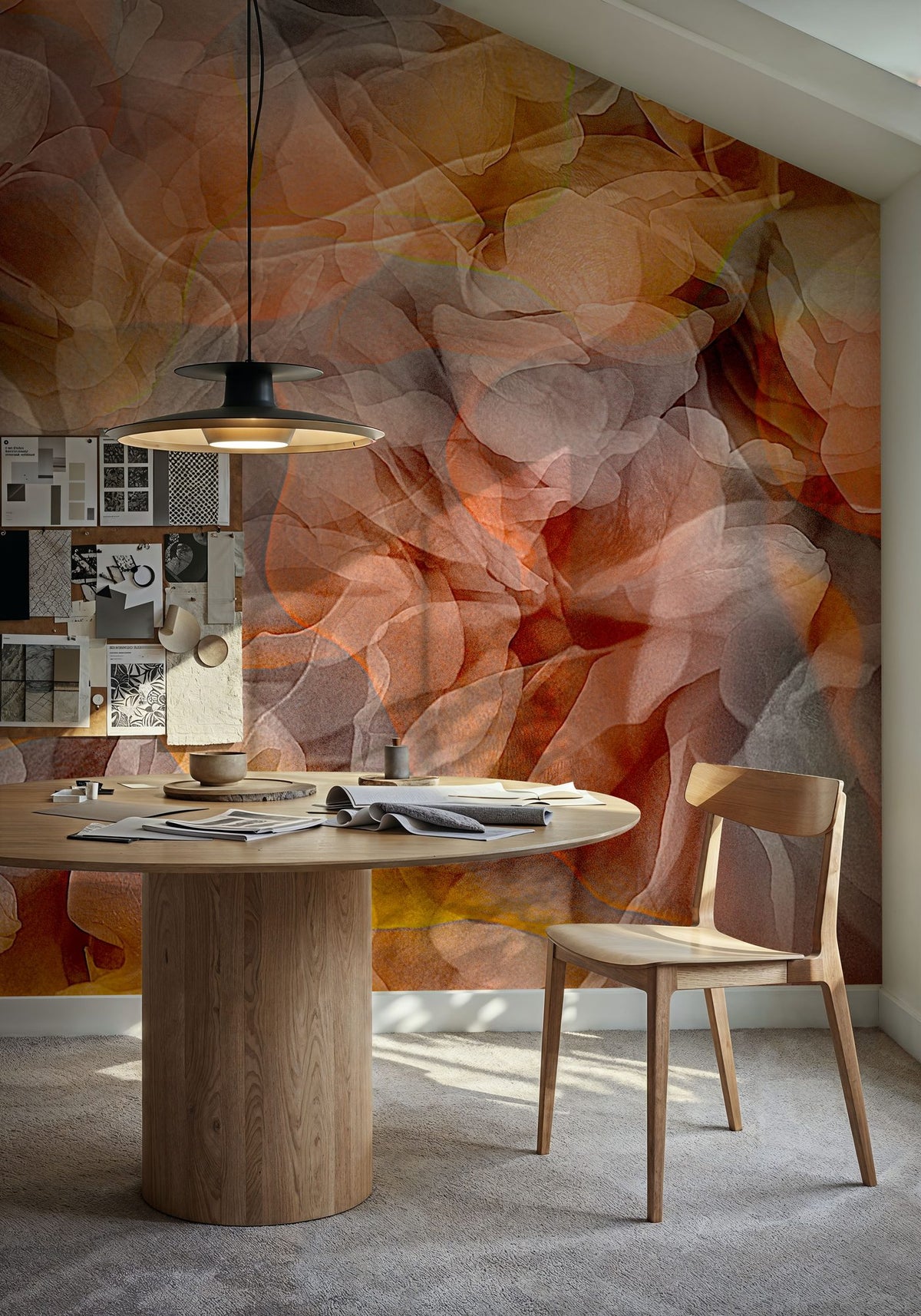 Sunset Floral Waves Mural Wallpaper - room preview 03