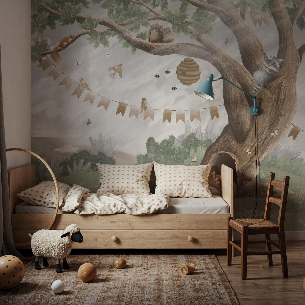 Oak Hill Slumber, Soft Green Mural Wallpaper - room preview 03