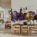 Nice France Skyline Purple & Gold Mural Wallpaper - room preview 03