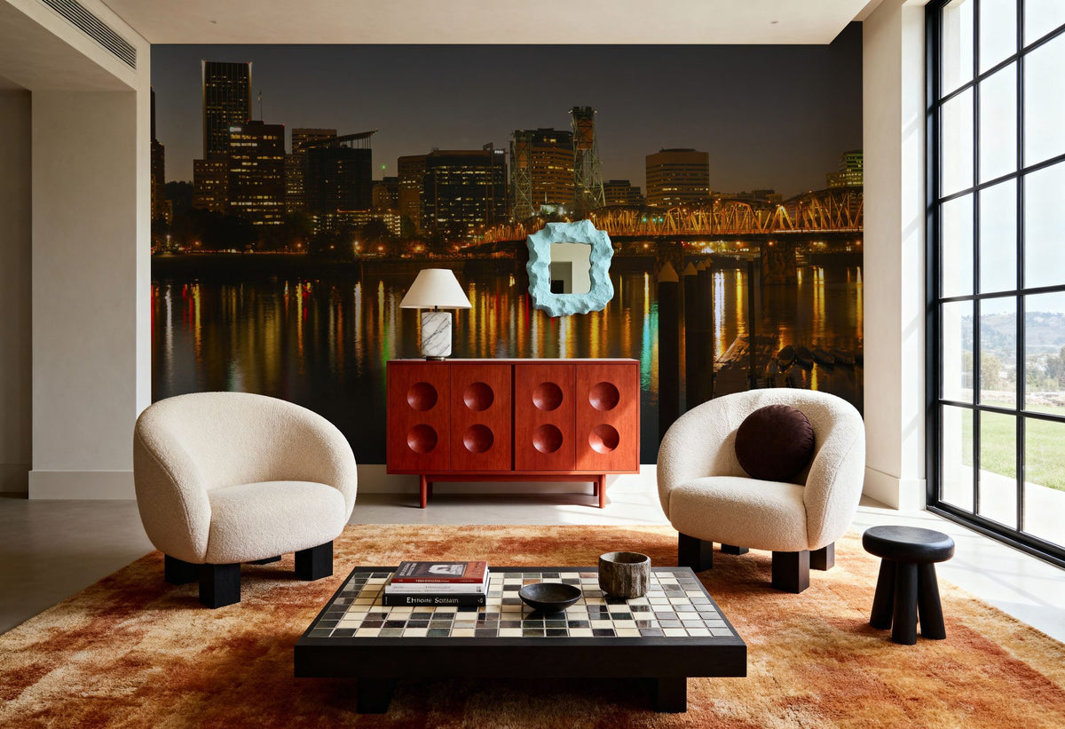 Riverfront Nightscape Mural Wallpaper - room preview 03