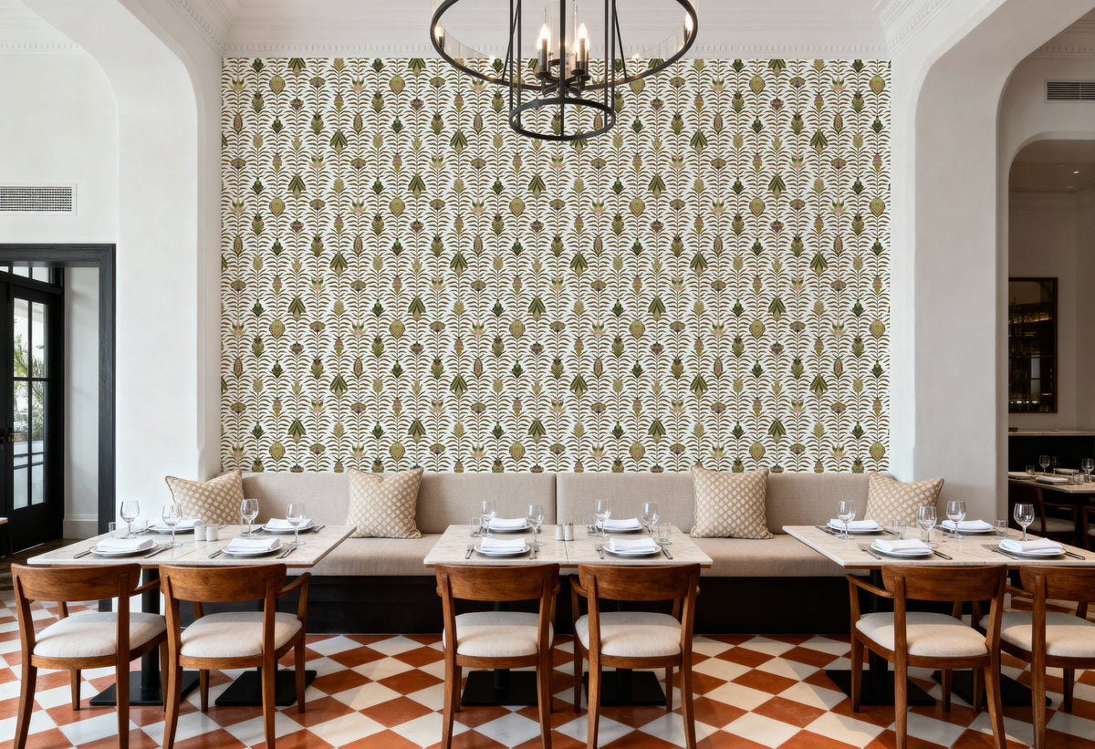 Marble Papers Flowers V.2, Spring Green Mural Wallpaper - room preview 03