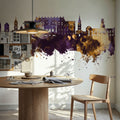 Coimbatore India Skyline Purple & Gold Mural Wallpaper - room preview 03