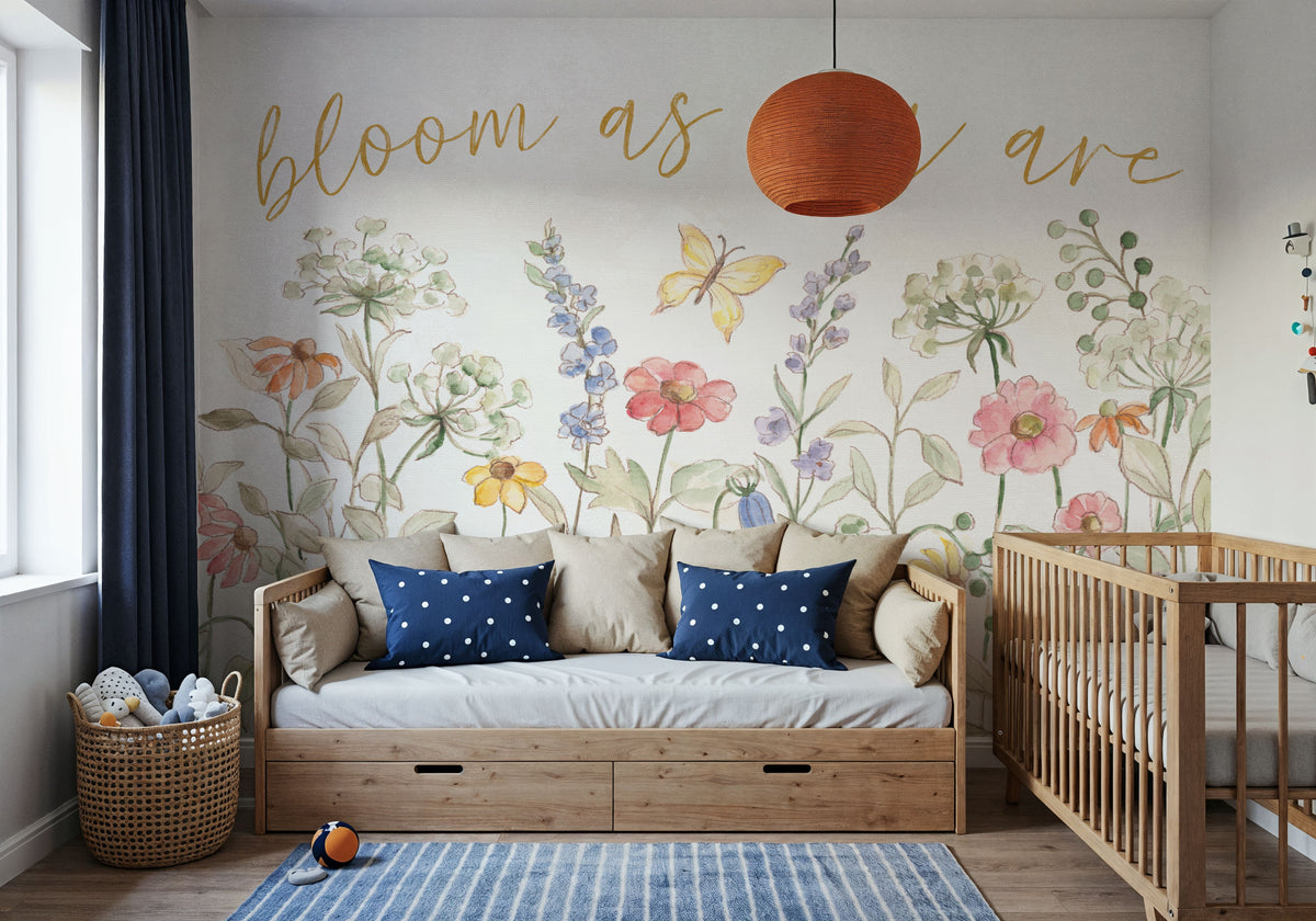 Wild Blooms I Mural Wallpaper - Light Tone - room preview 03
