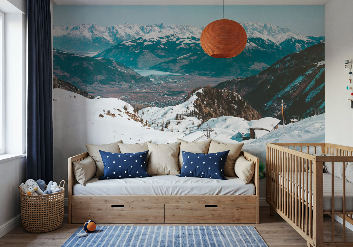 Downhill Skiing Mural Wallpaper - room preview 03
