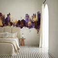 Sharjah Skyline Purple & Gold Mural Wallpaper - room preview 03
