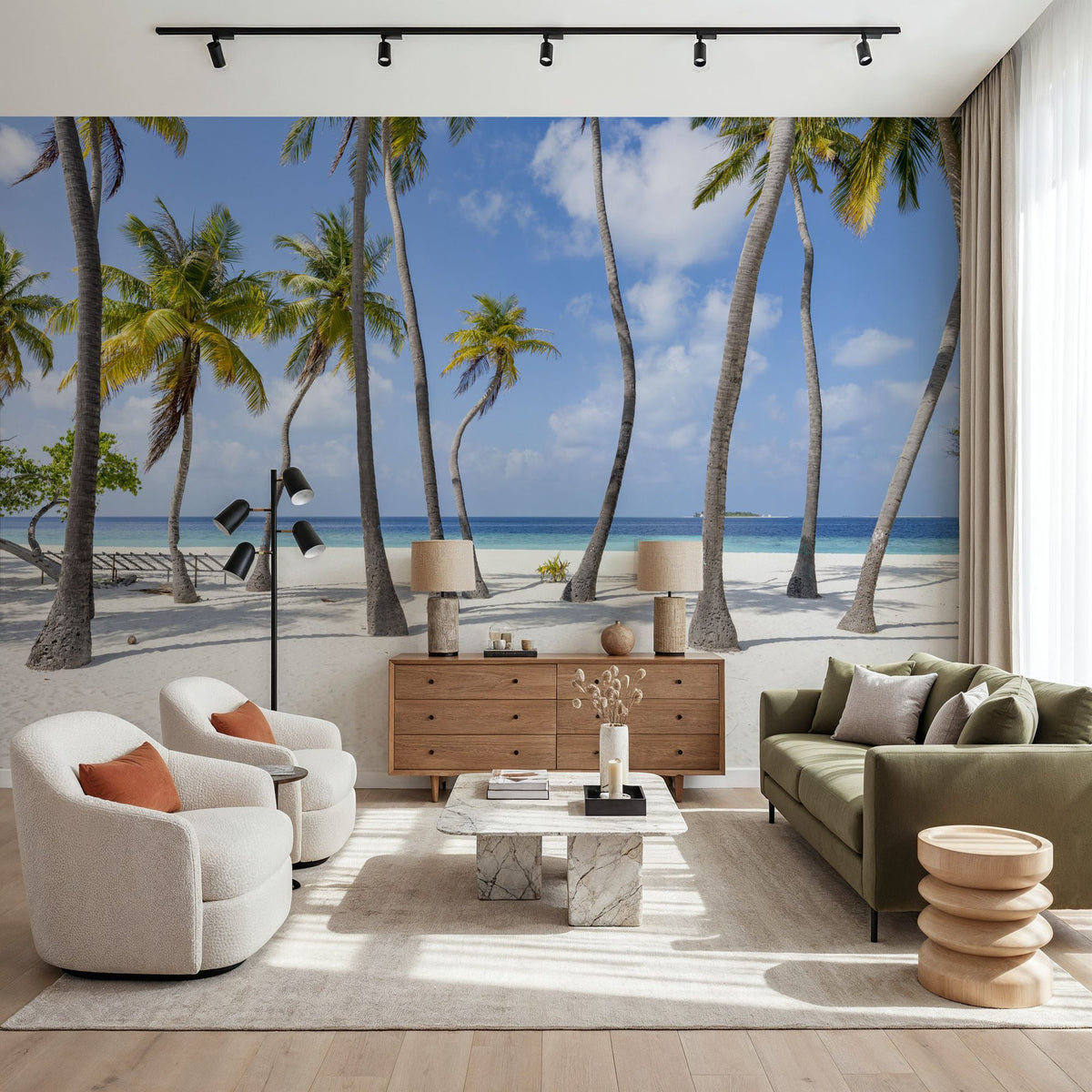 Palm Tree Beach Mural Wallpaper - room preview 03