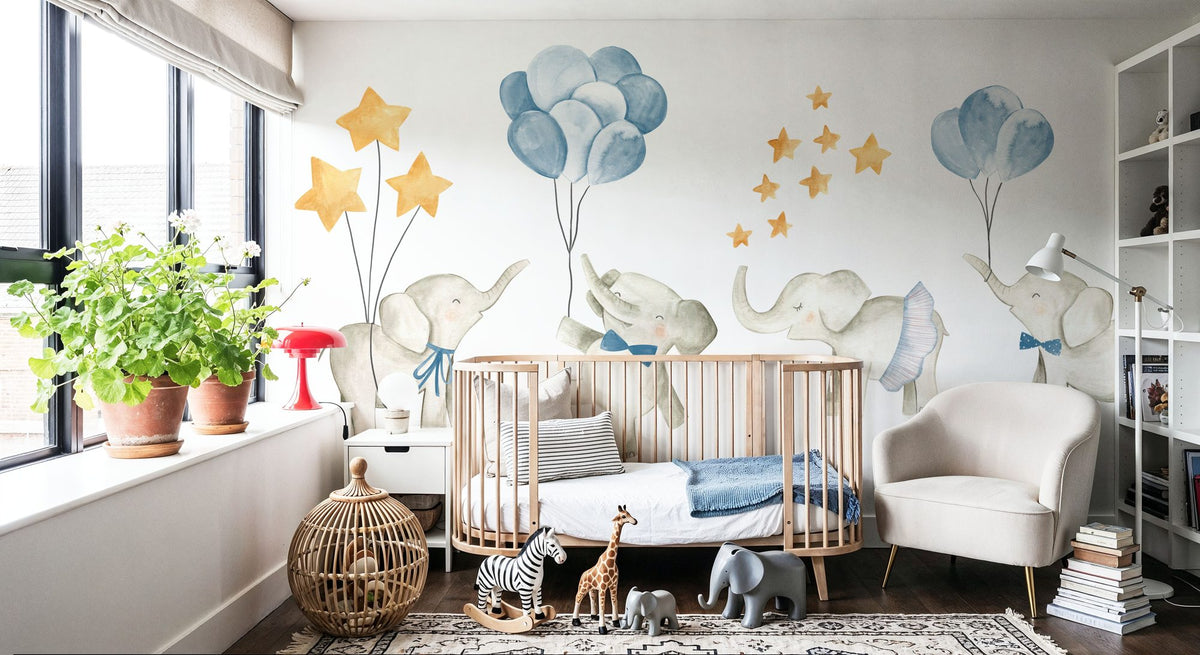 Dwellpaper Cute Elephants Mural Wallpaper image 3