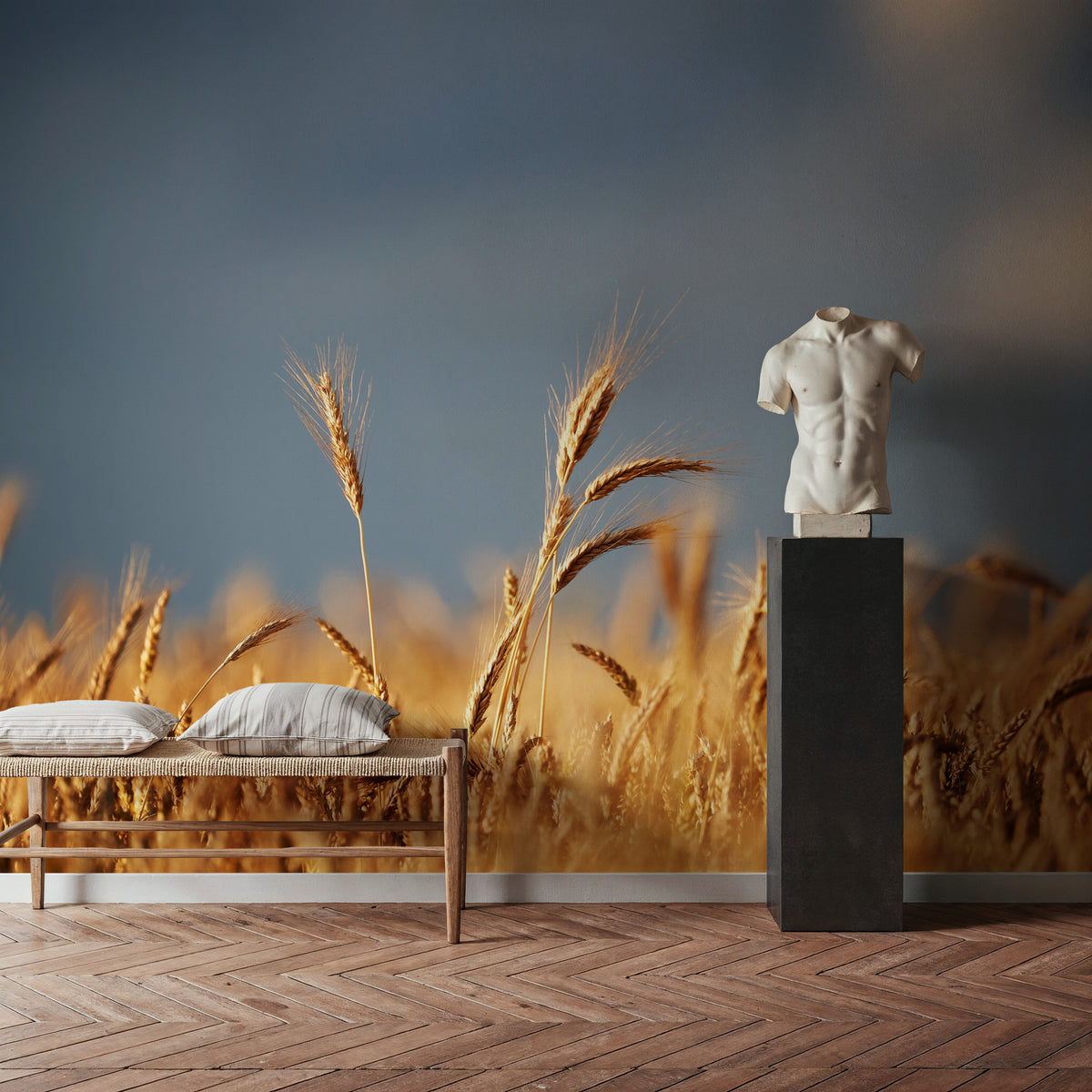 Golden Crop Field Mural Wallpaper - room preview 03