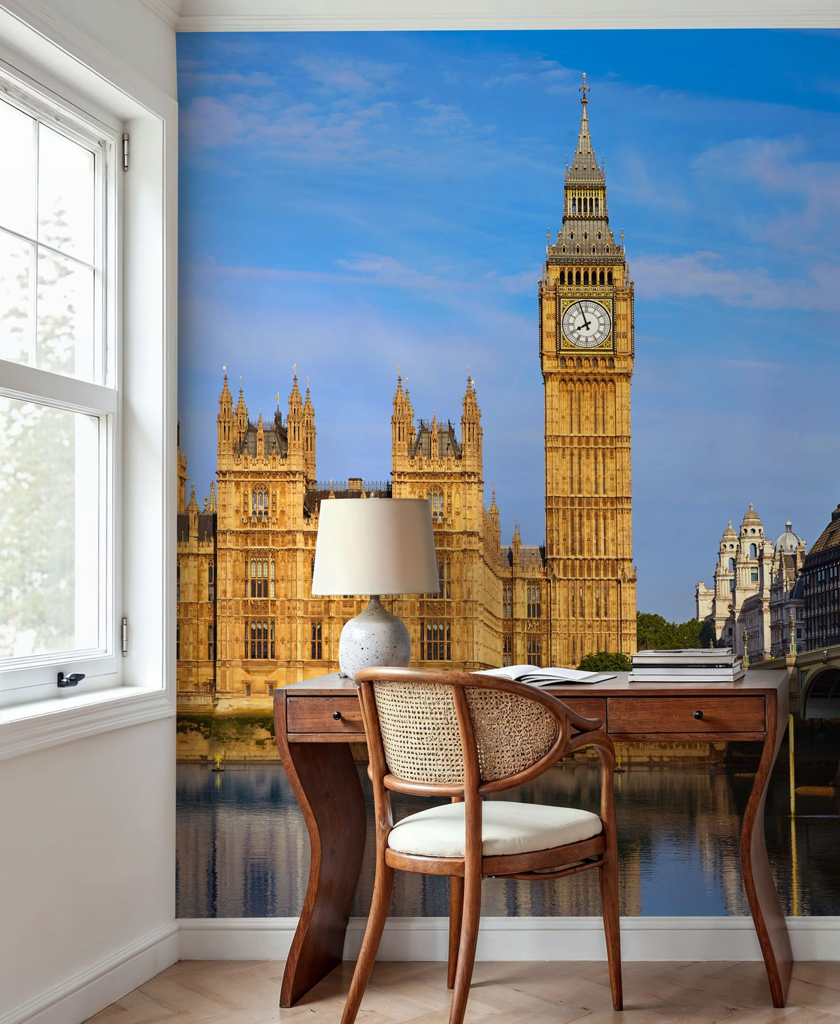 Big Ben Tower and Thames River Mural Wallpaper - room preview 03