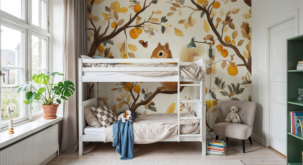 Squirrel Tree Mural Wallpaper - room preview 03