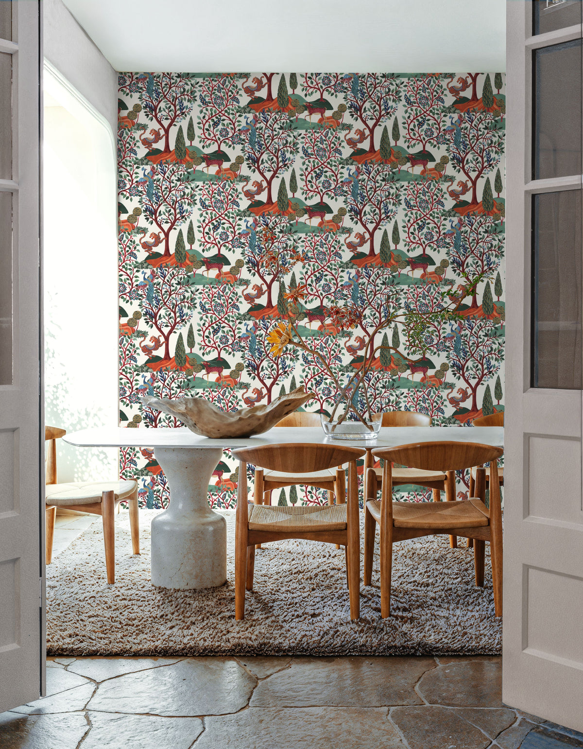 Garden of Myth and Memory Pattern, White Mural Wallpaper - room preview 03