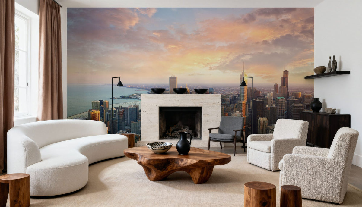 Chicago Sunset Mural Wallpaper - room preview 03
