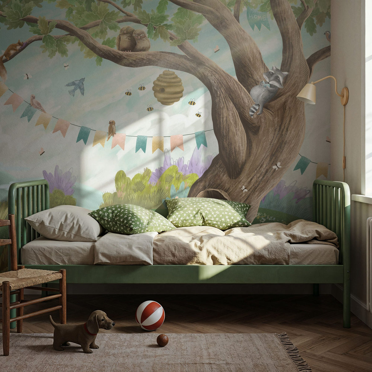 Oak Hill Slumber, Spring Green Mural Wallpaper - room preview 03