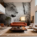Lioness Square BW Mural Wallpaper - room preview 03