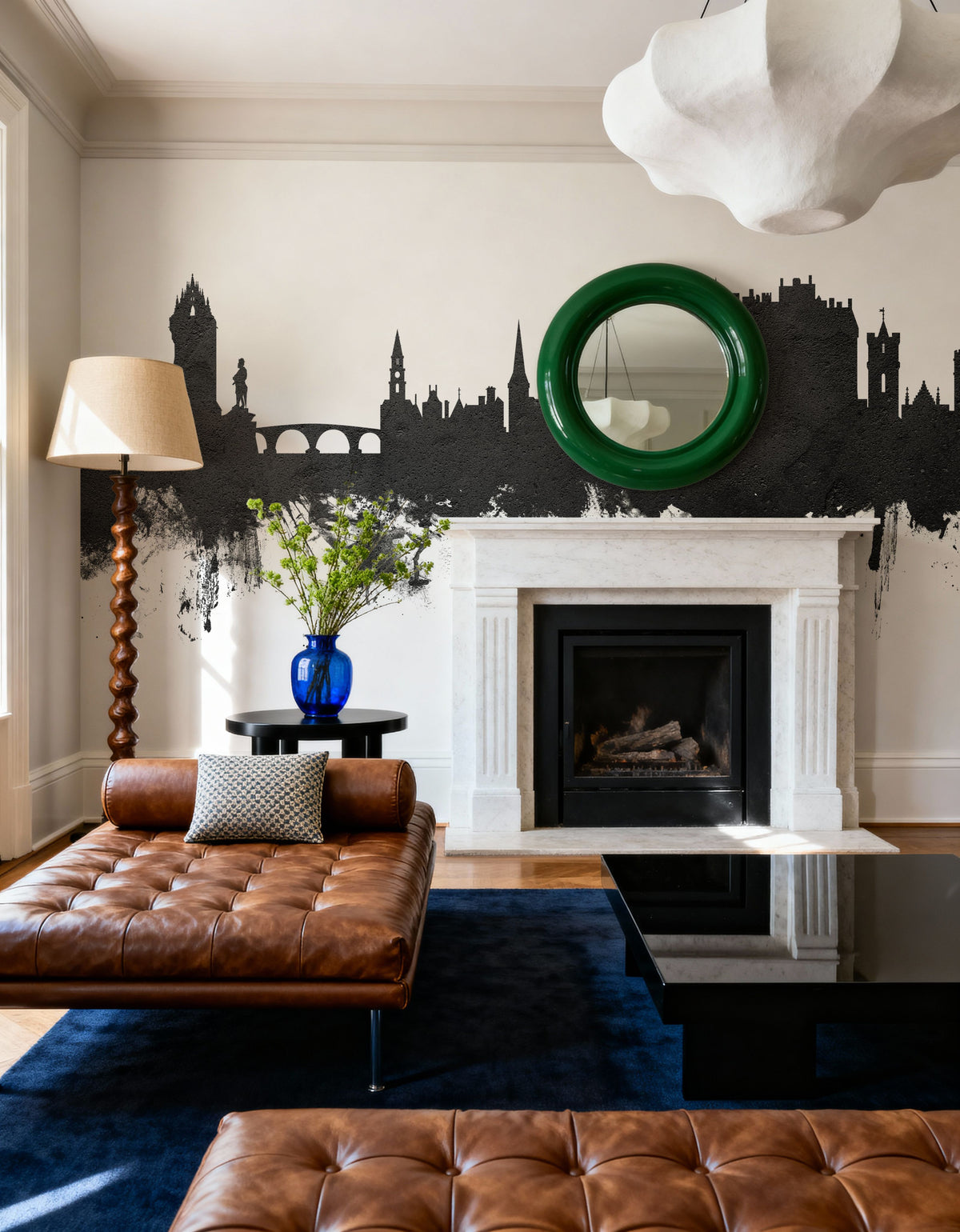 Stirling Scotland Skyline Black & White Mural Wallpaper - room preview 03