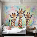 Giraffes - Cute Baby Animals Series Mural Wallpaper - room preview 03