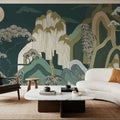 Whispers of the Mountain, Green Mural Wallpaper - room preview 03