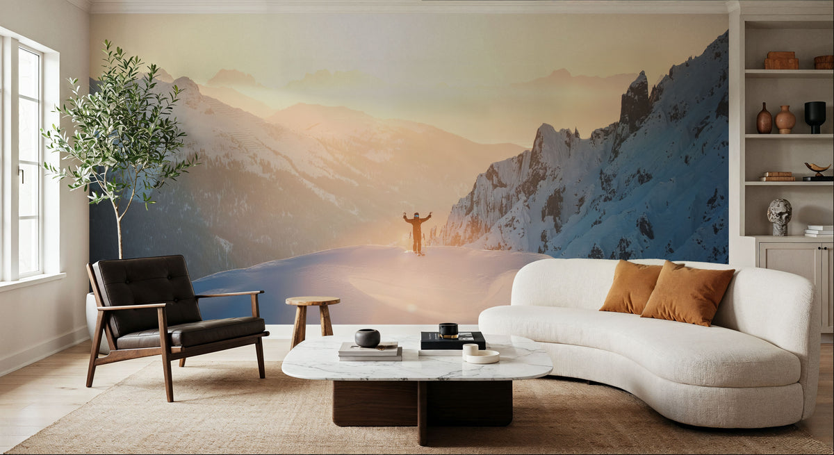 Skiers Rush Mural Wallpaper - room preview 03