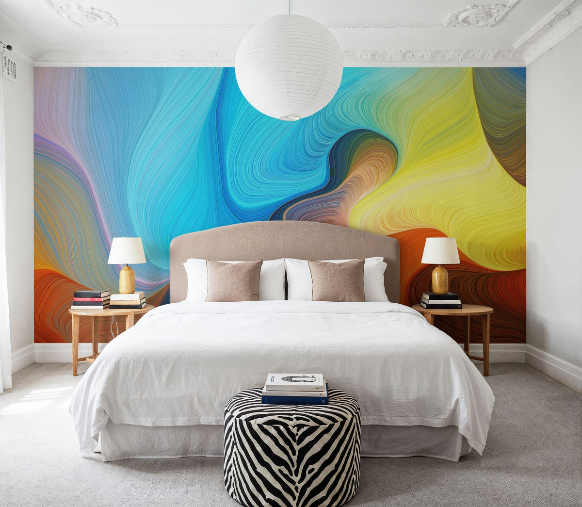 Abstract Wave Mural Wallpaper - room preview 03