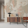 Old World Map Blush and Mint Mural Wallpaper - room preview 03