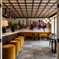 Kuwait City Skyline Purple & Gold Mural Wallpaper - room preview 03
