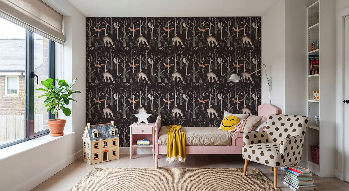 Night Woodland Mural Wallpaper - room preview 03