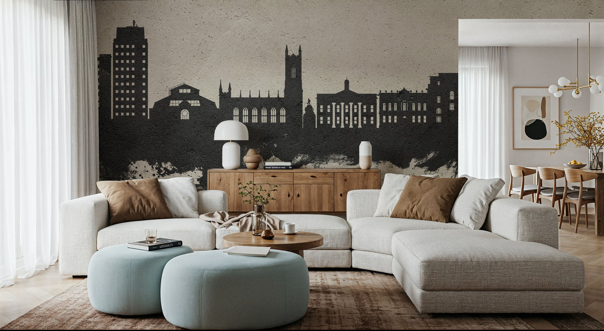 Oldham England Skyline Concrete Mural Wallpaper - room preview 03