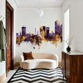 Lexington Kentucky Skyline Purple & Gold Mural Wallpaper - room preview 03