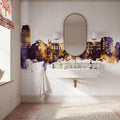 Oldham England Skyline Purple & Gold Mural Wallpaper - room preview 03