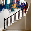 San Mateo California Skyline Blue & Bronze Mural Wallpaper - room preview 03