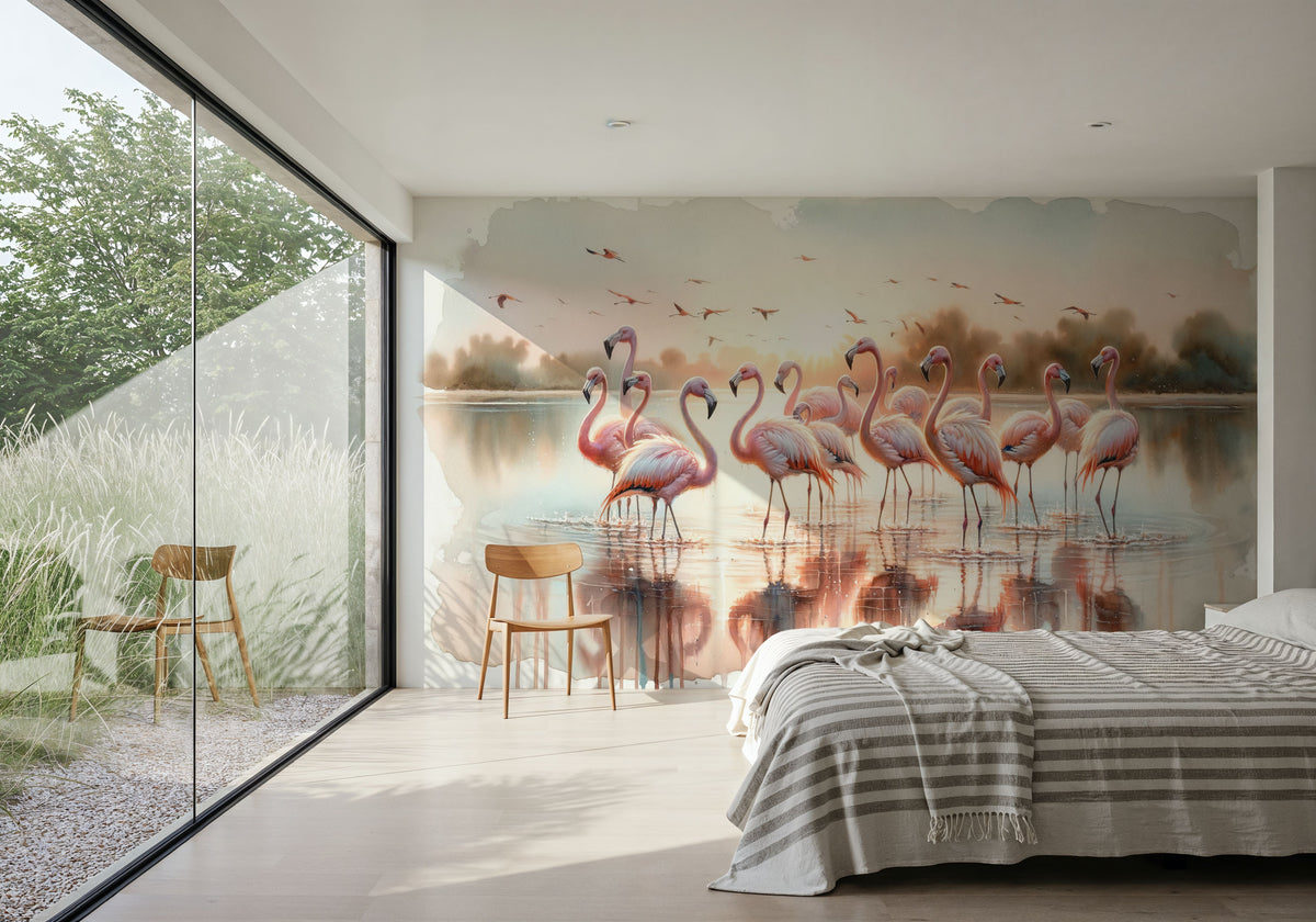 Flamingo Sunrise Mural Wallpaper - room preview 03