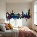 Darmstadt Skyline Blue & Bronze Mural Wallpaper - room preview 03