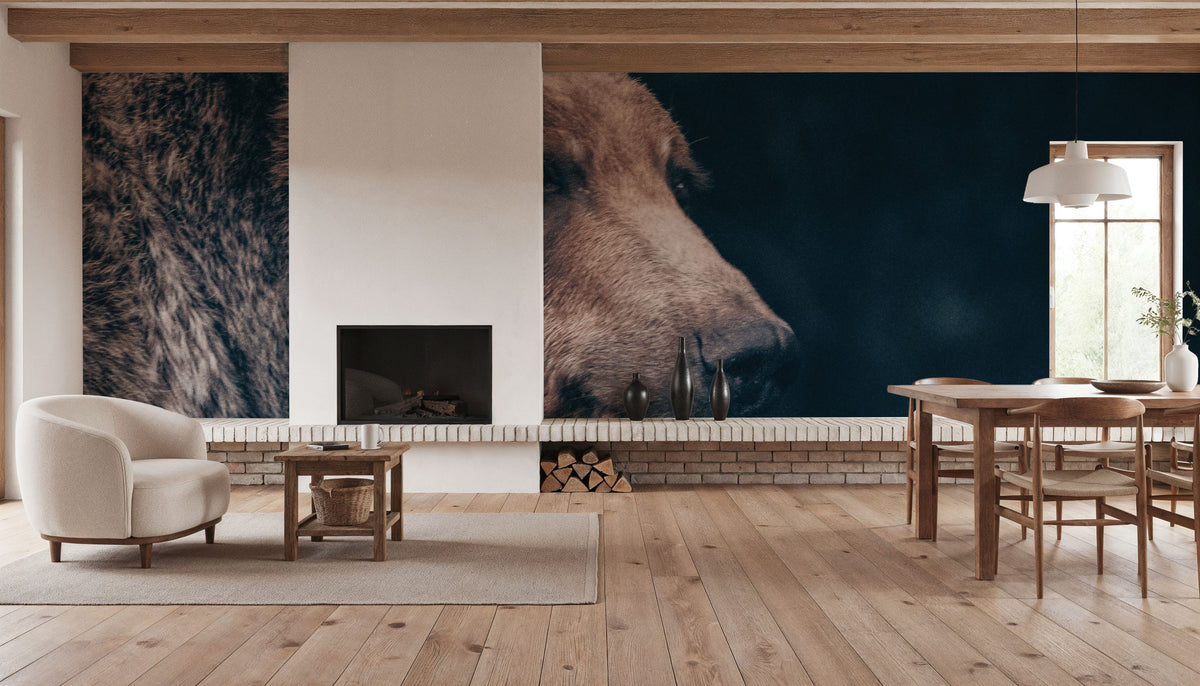 Grizzly Bear Portrait Mural Wallpaper - room preview 03
