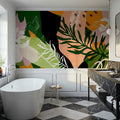 Graphic Leaves & Bold Colors Mural Wallpaper - room preview 03