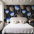 Midnight Botanical Mural Wallpaper - room preview 03