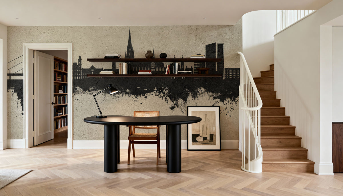 Linz Austria Skyline Concrete Mural Wallpaper - room preview 03