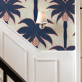 Graphic Palms, Navy Mural Wallpaper - room preview 03