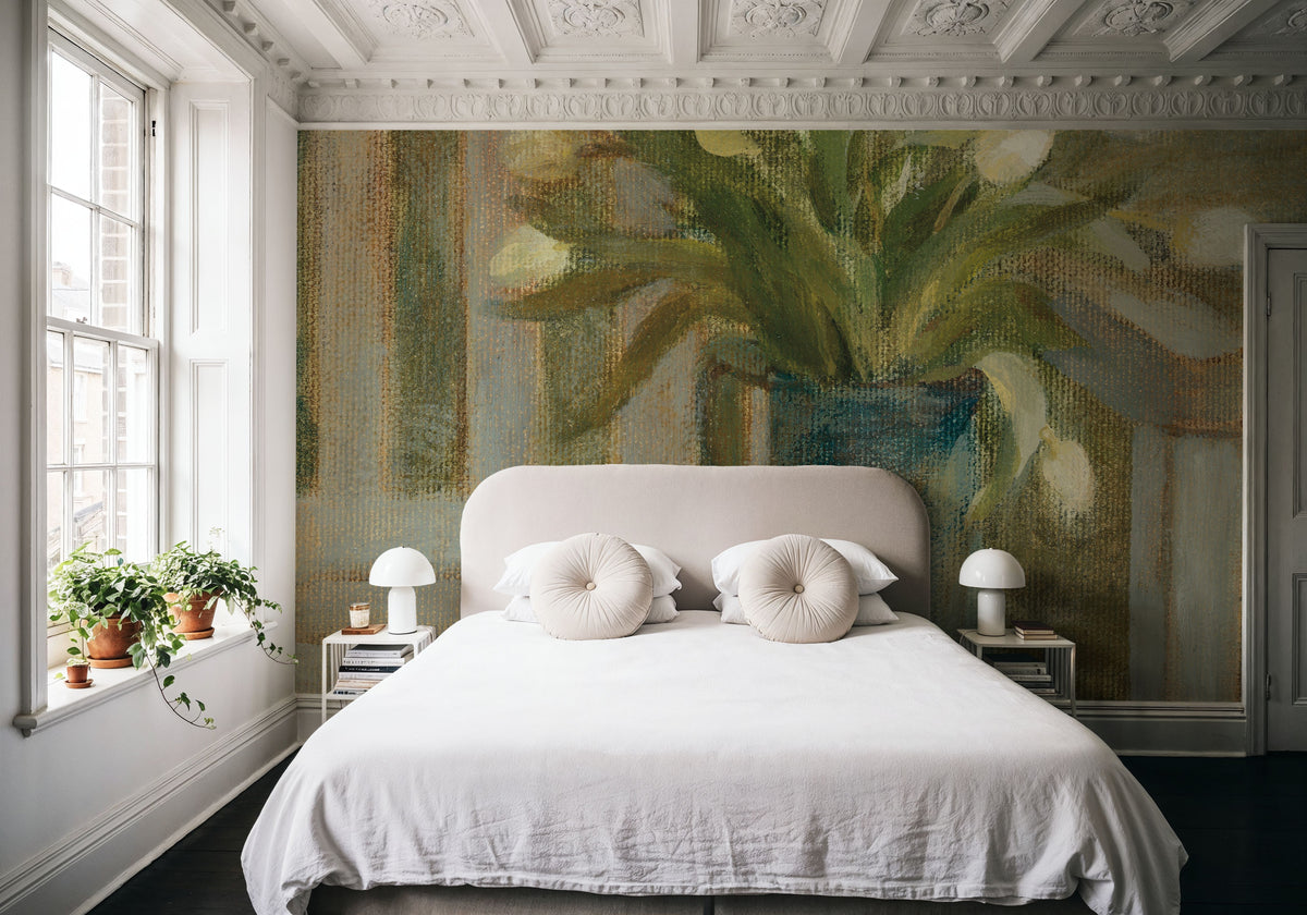 Tulip Bouquet on Bench Mural Wallpaper - room preview 03