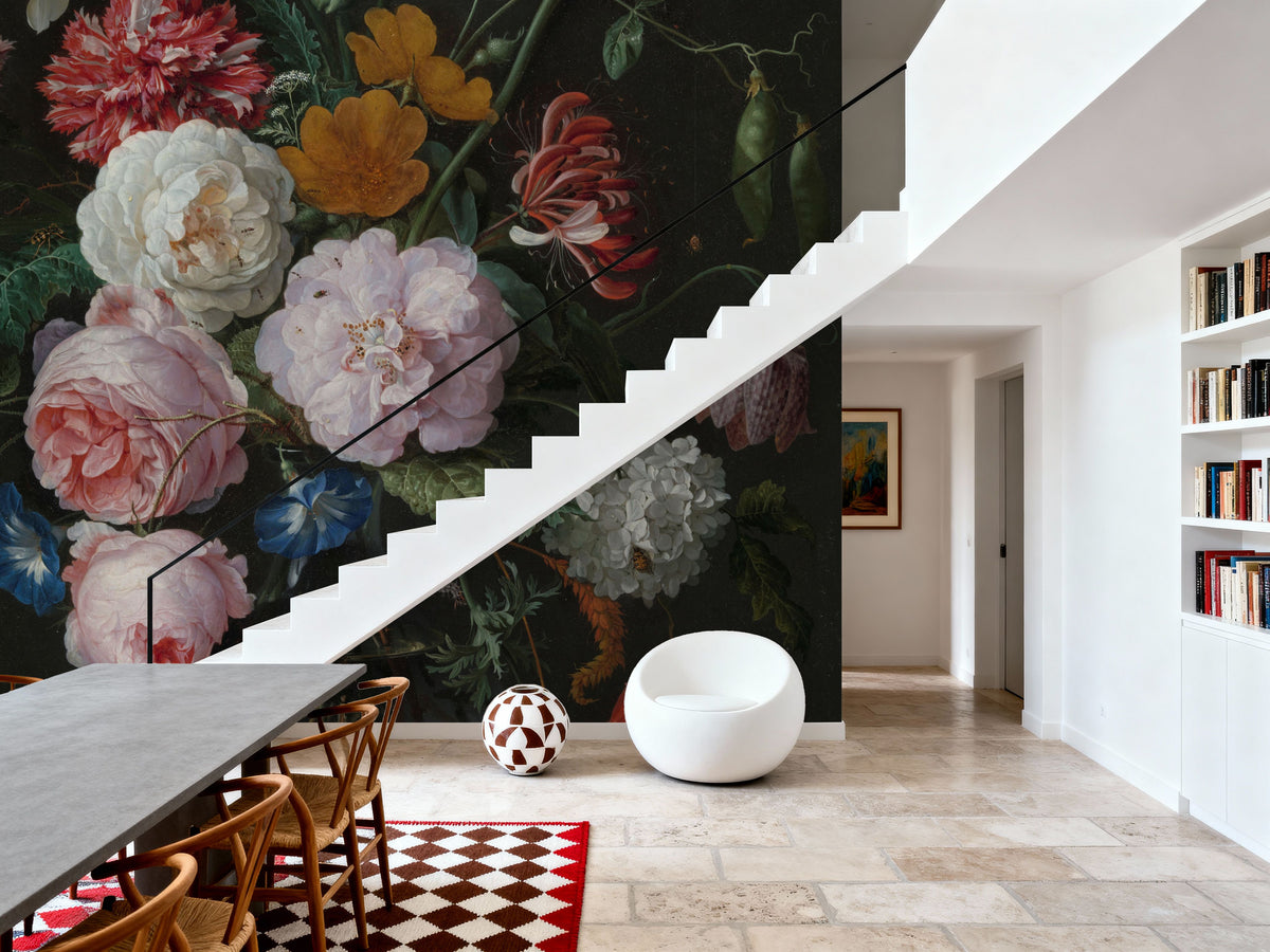 Still Life with Flowers in a Glass Vase Mural Wallpaper - room preview 03