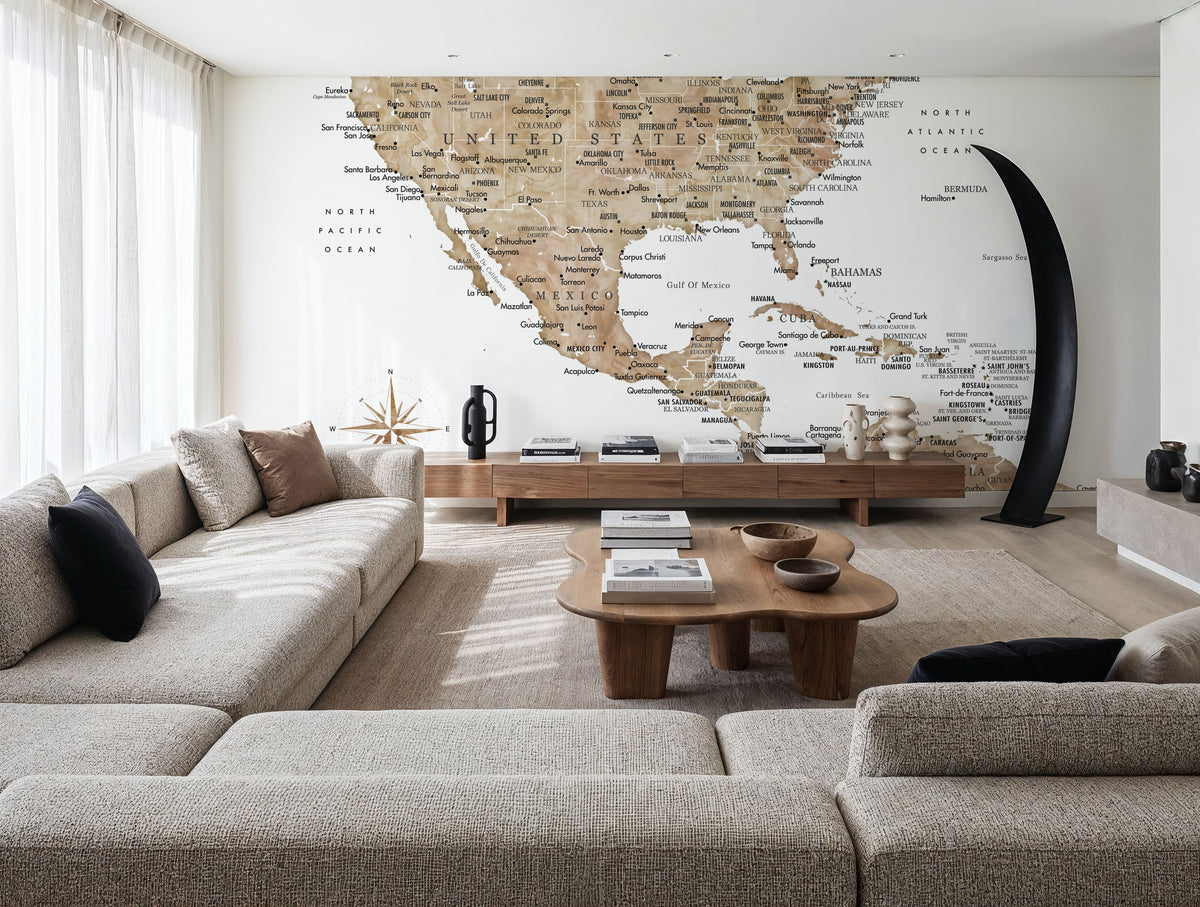 US Mexico Caribbean Map - Abey Mural Wallpaper - room preview 03