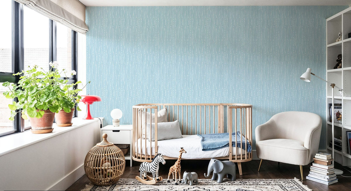 Coastal Dripping Light Blue Mural Wallpaper - room preview 03