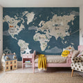 Scandi Map Blue Mural Wallpaper - room preview 03