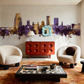 Kingston Upon Thames England Skyline Purple & Gold Mural Wallpaper - room preview 03