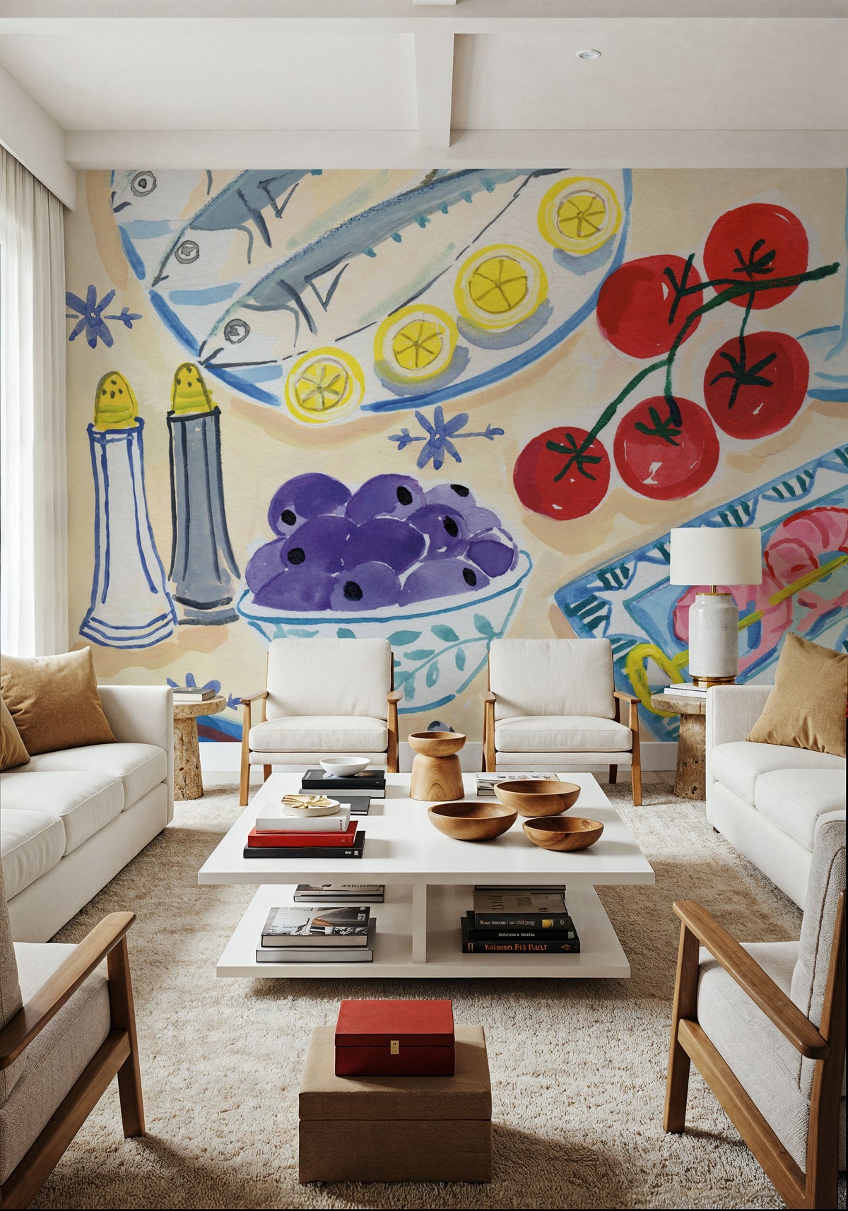 Seafood Tablescape Mural Wallpaper - room preview 03