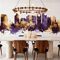 West Palm Beach Florida Skyline Purple & Gold Mural Wallpaper - room preview 03