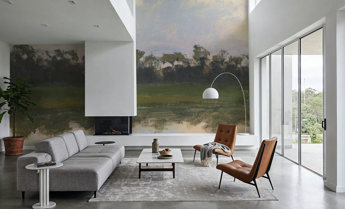 Sun and Clouds Reflecting Mural Wallpaper - room preview 03