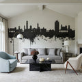 Lugano Switzerland Skyline Black & White Mural Wallpaper - room preview 03