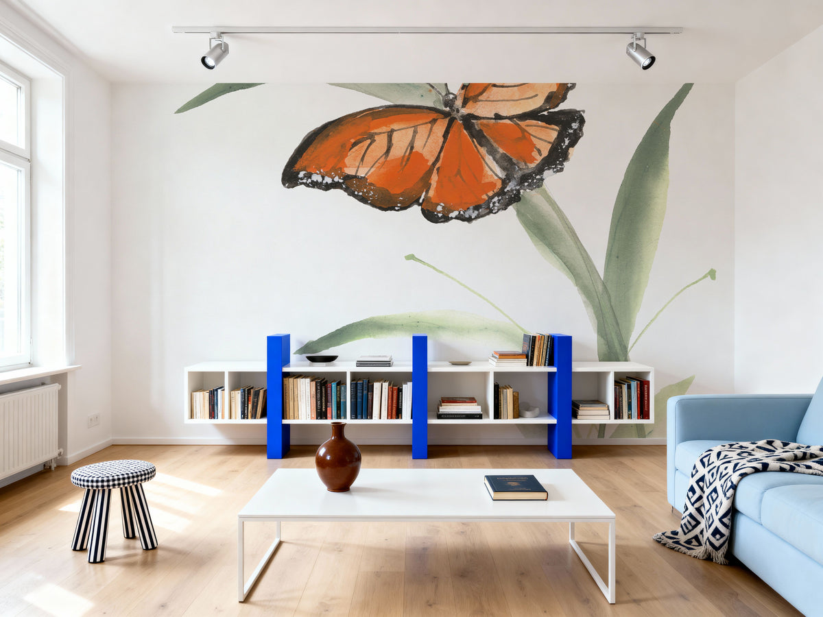Butterfly Orange I Mural Wallpaper - room preview 03