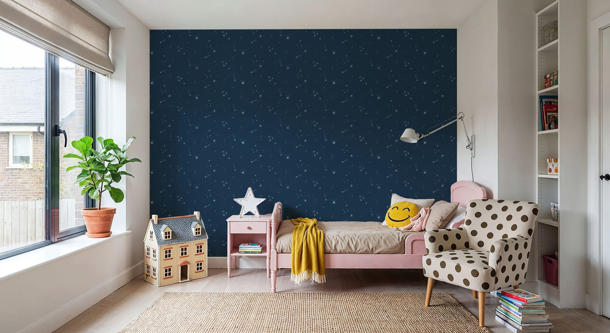 Stardust, Sky Blue on Space Mural Wallpaper - room preview 03